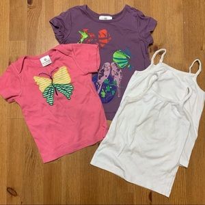 Hanna Andersson 4pc Top Bundle T-Shirts White Cotton Cami Undershirts Size 2-3